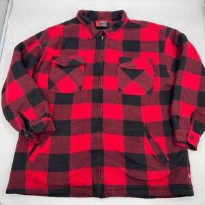 NBN Gear Mens XXL Red Black Buffalo Plaid Sherpa Lined Fleece Zip Up Jacket Coat